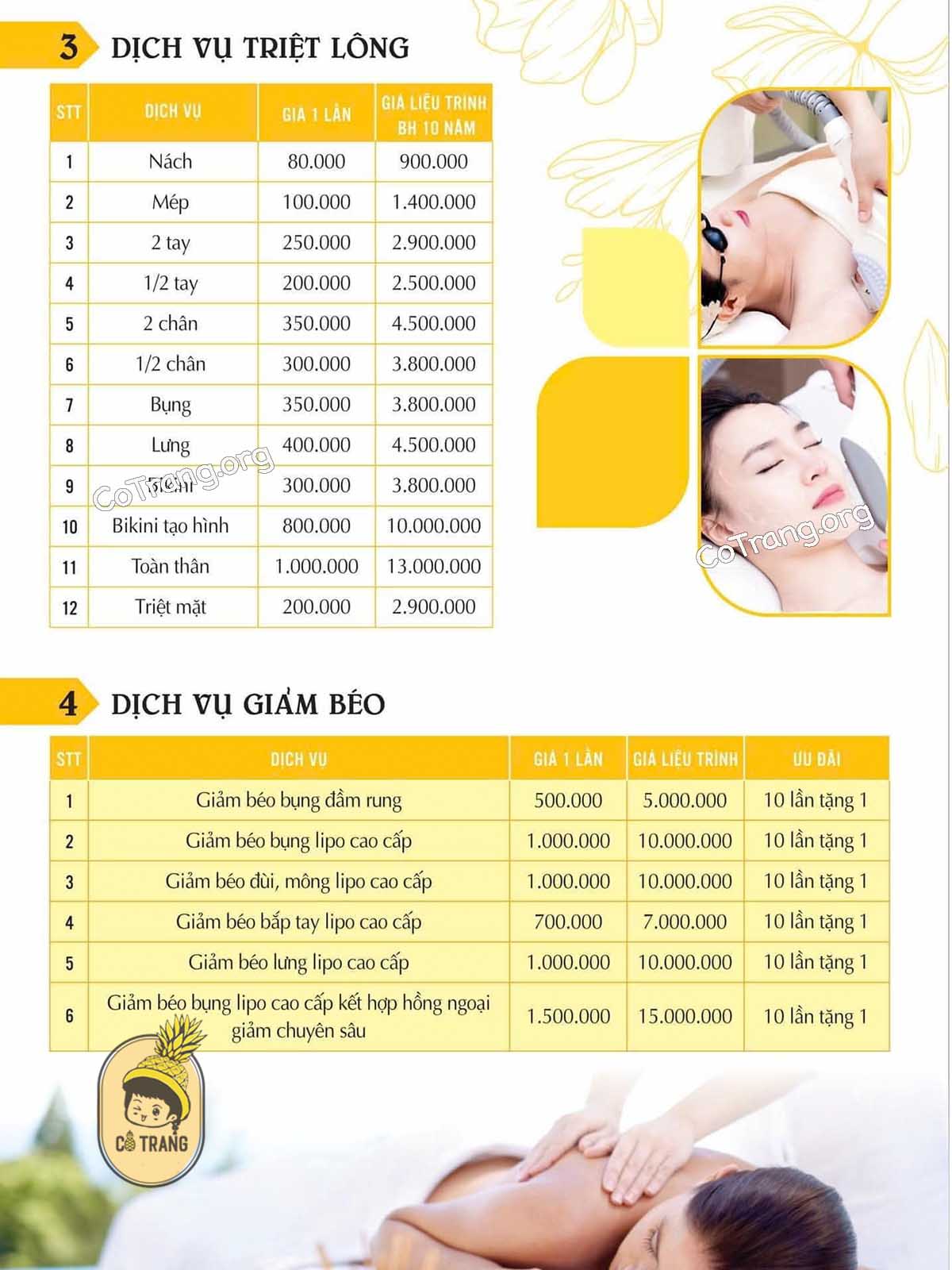 Bảng Giá Và Dịch Vụ Tại Y-No1 Luxury Spa and Clinic, Quảng Ngãi