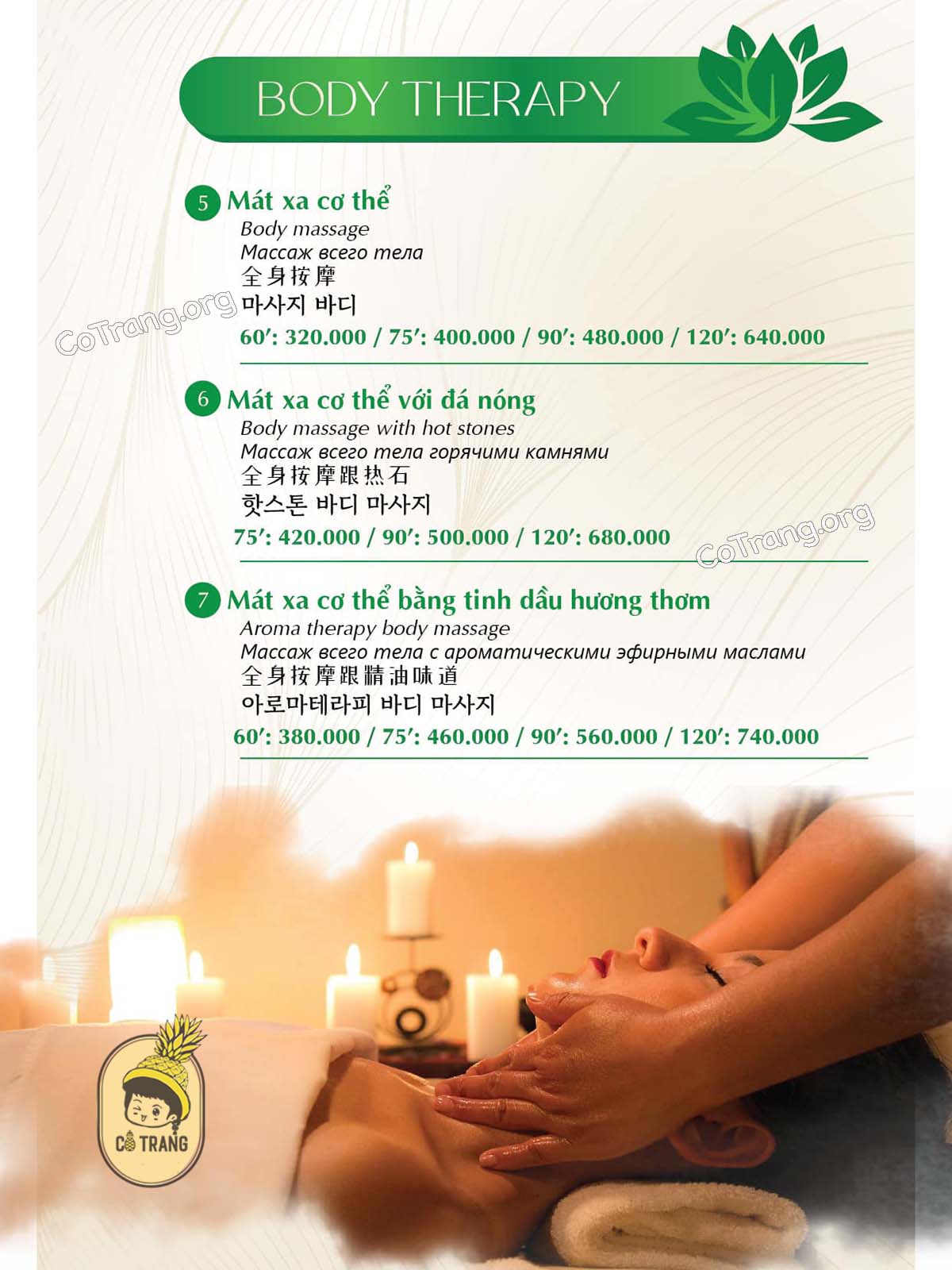 Bảng Giá Tại Onsi Spa Nha Trang