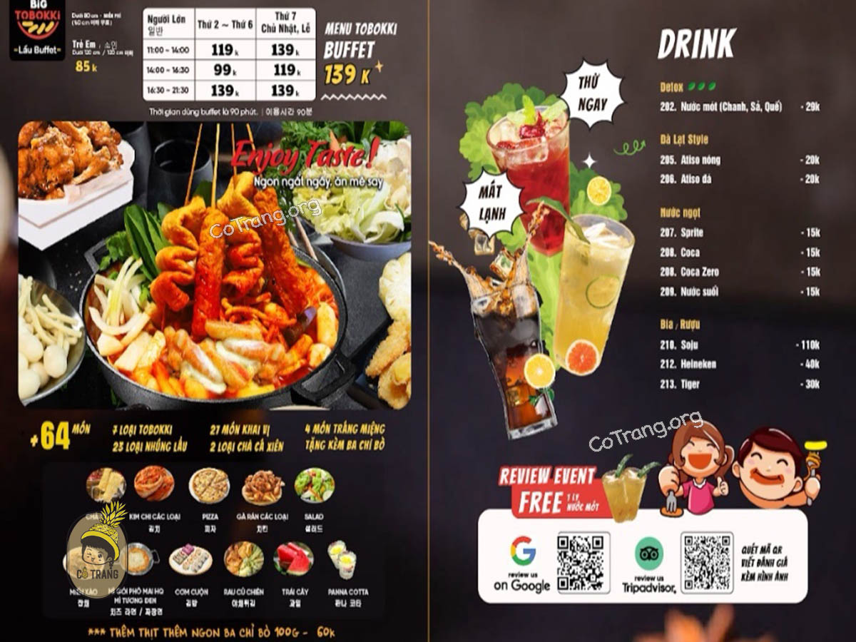 Menu thức ăn tại Nhà Hàng 3 Big Đà Nẵng