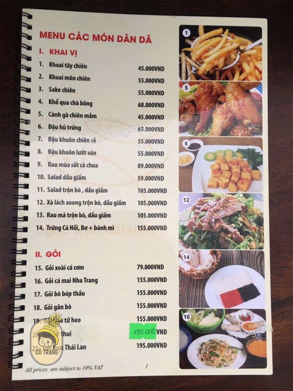 Menu thực đơn và món ăn thực tế Ngoc Trai Restaurant Nha Trang