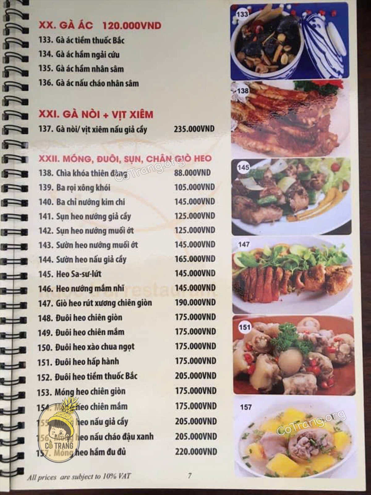 Menu thực đơn và món ăn thực tế Ngoc Trai Restaurant Nha Trang