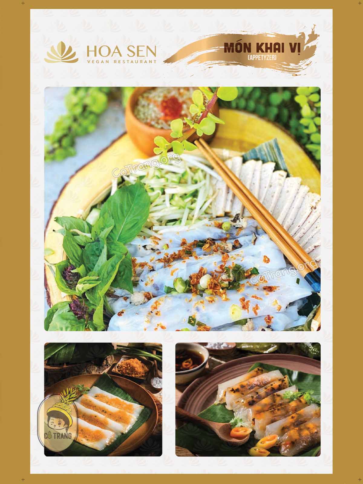 Menu tại Nhà Hàng Chay Hoa Sen Đà Lạt