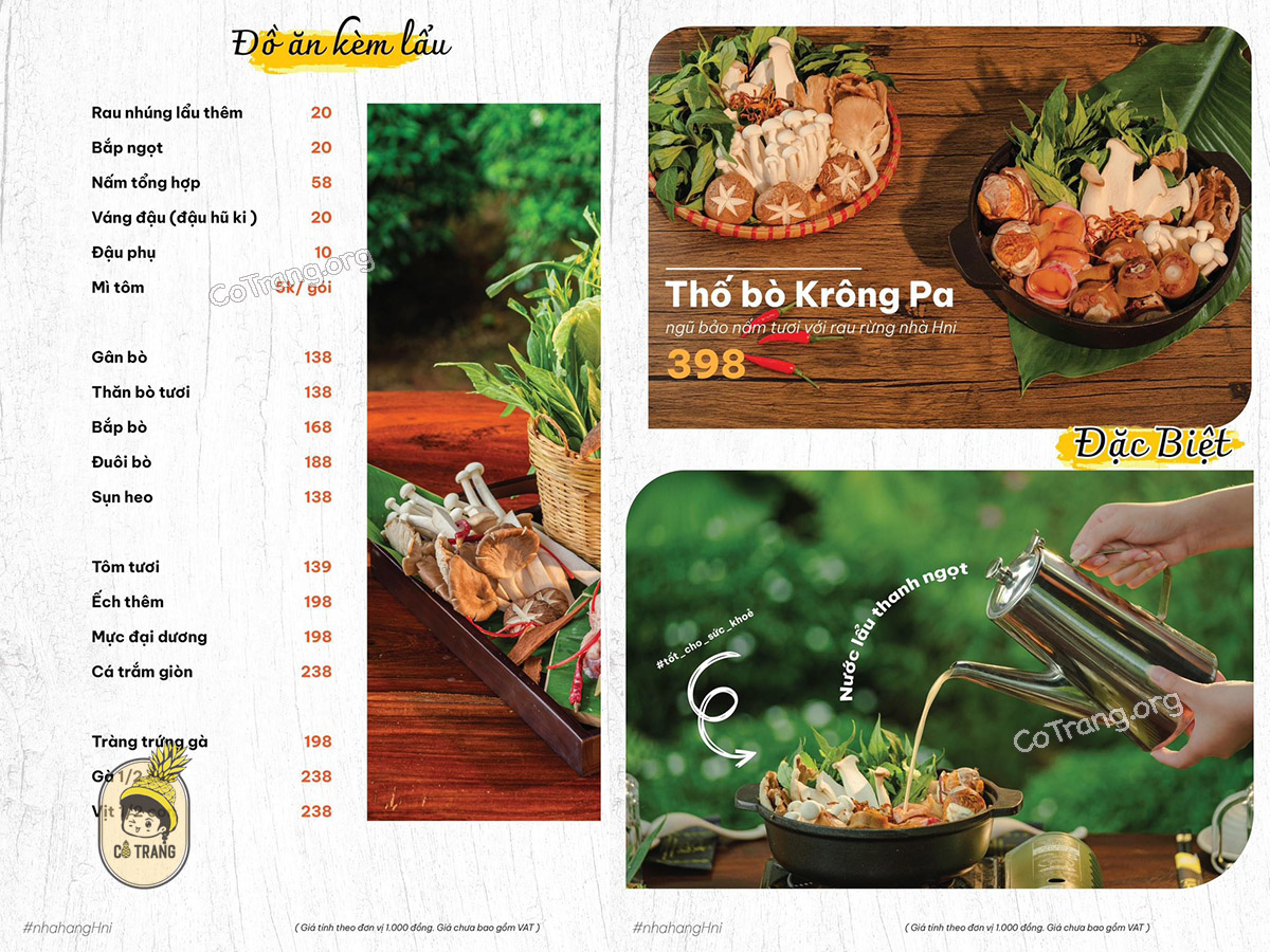 Menu và món ăn tại Nhà Hàng Hni Gia Lai