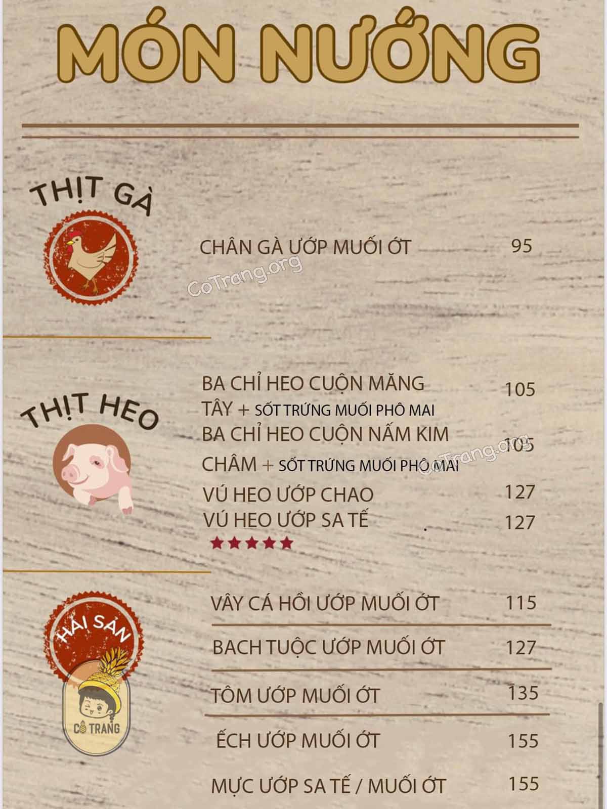Menu thực đơn và không gian tại Tiệm Nướng & Chill Xóm Lèo