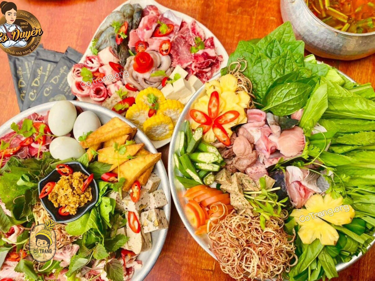 Menu thực đơn và món ăn thực tế tại Lẩu Cô Duyên Gia Lai