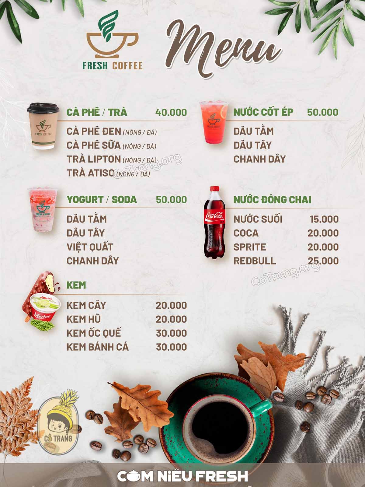 Menu tại Nhà Hàng Cơm Niêu Fresh Đà Lạt