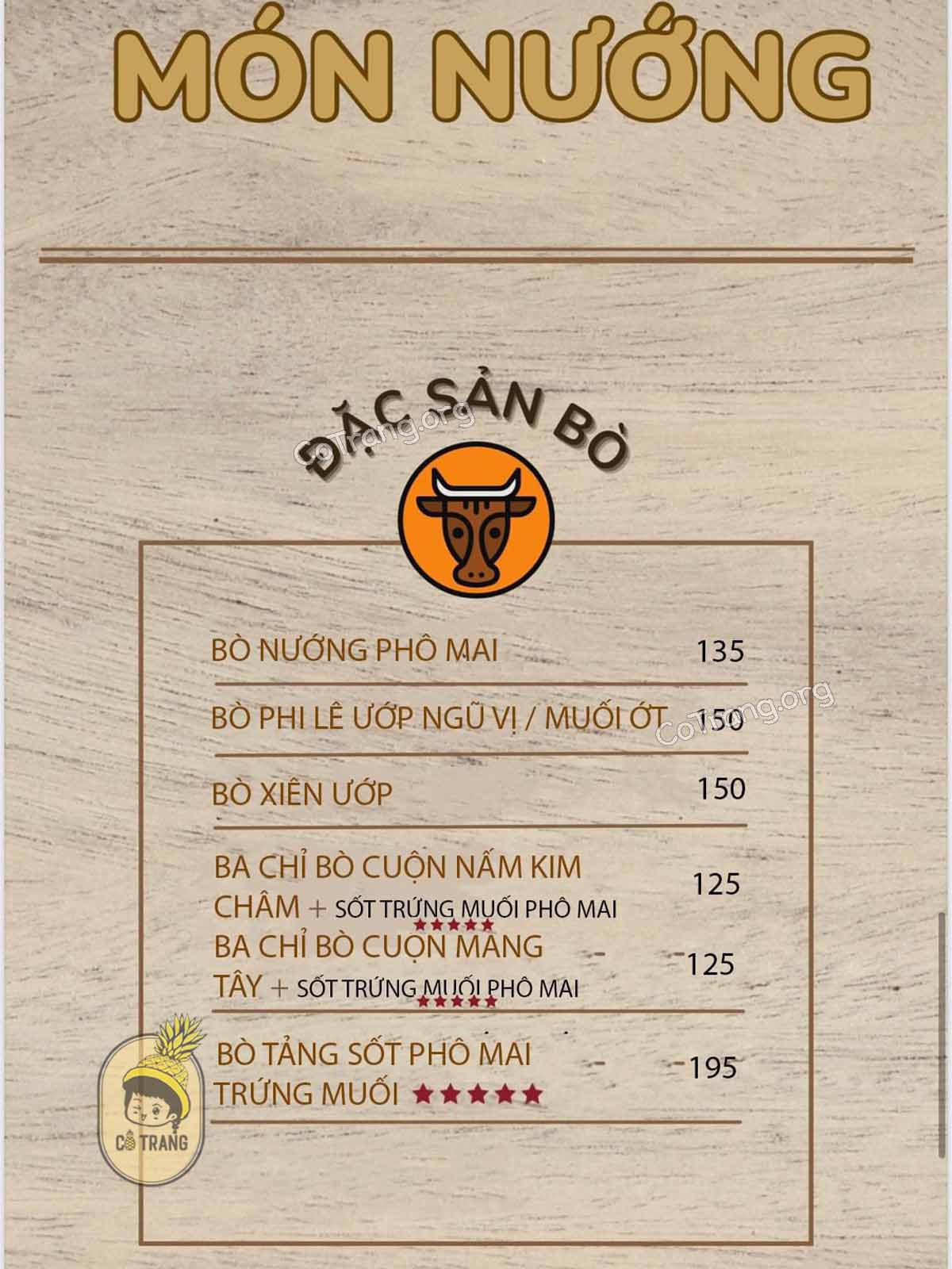 Menu thực đơn và không gian tại Tiệm Nướng & Chill Xóm Lèo