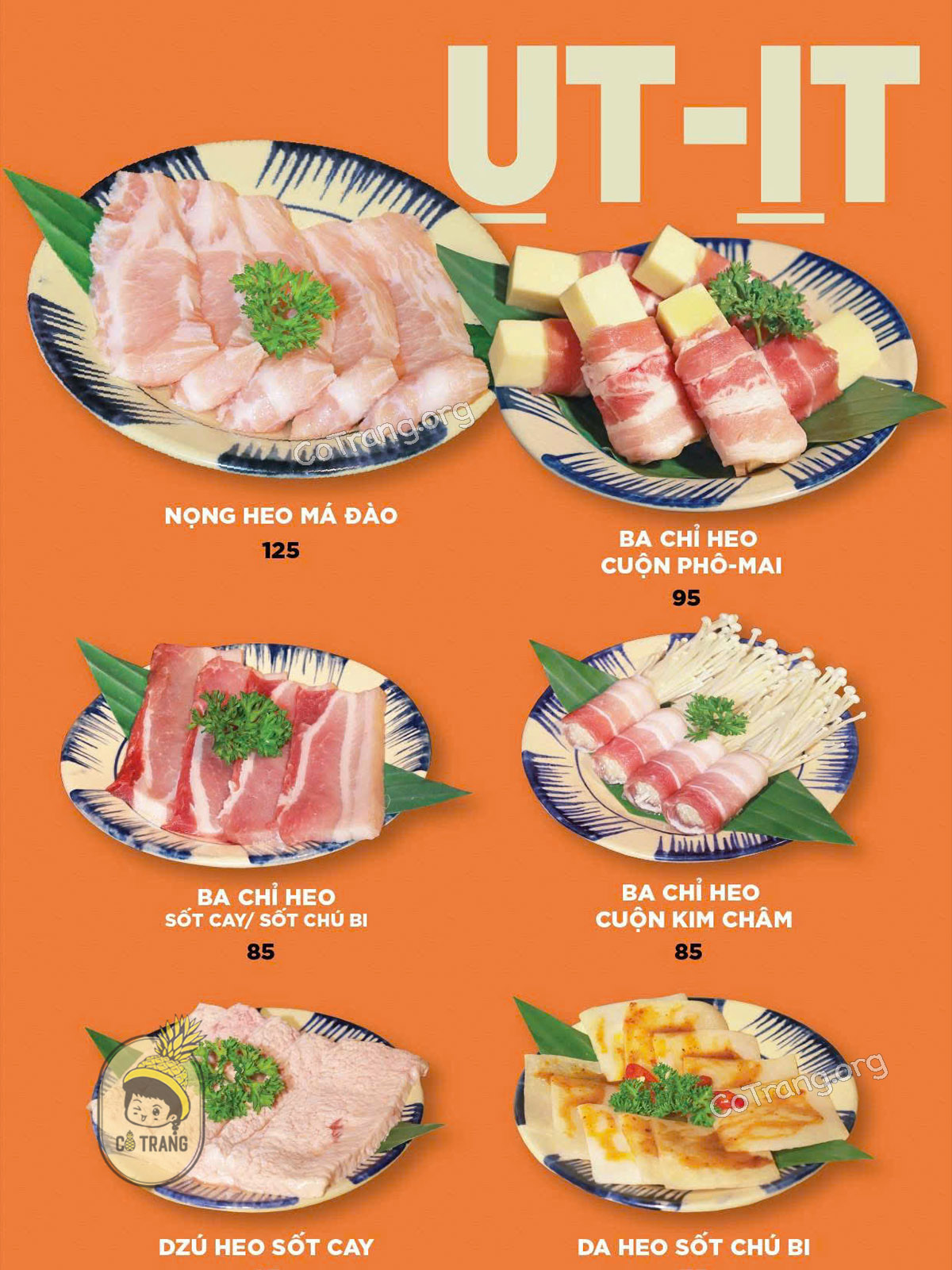 Menu thực đơn và đồ uống thực tế tại Tiệm nướng Chú Bi