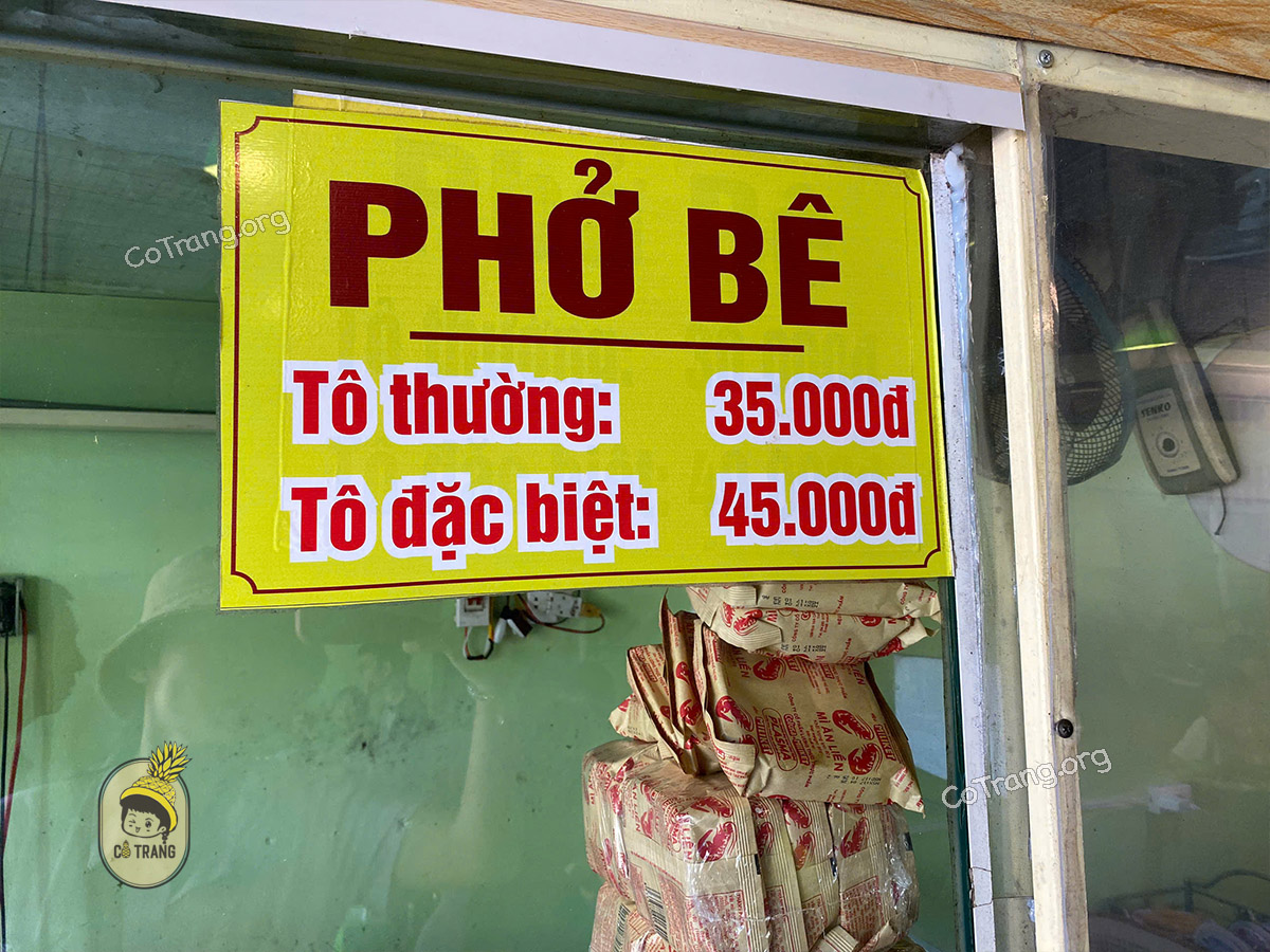 Menu thực đơn và món ăn thực tế tại Phở Bê Quảng Bình