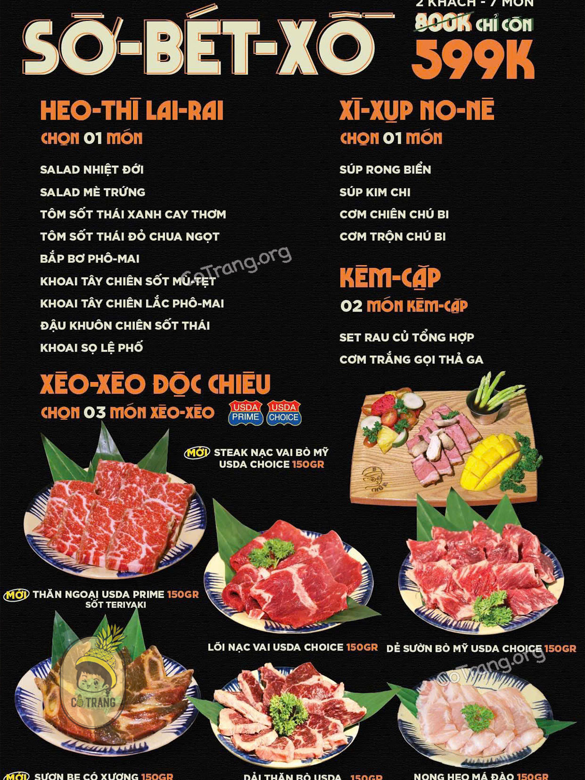 Menu thực đơn và đồ uống thực tế tại Tiệm nướng Chú Bi