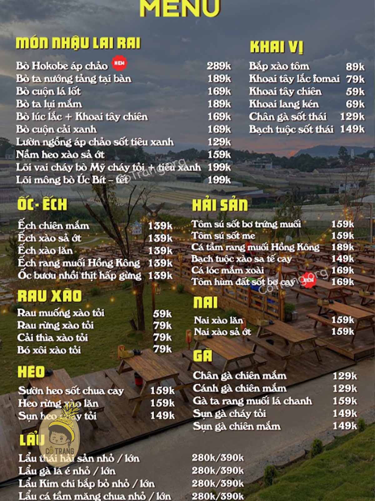 Menu thực đơn và không gian thực tế tại Tiệm Gà TukTuk Đà Lạt