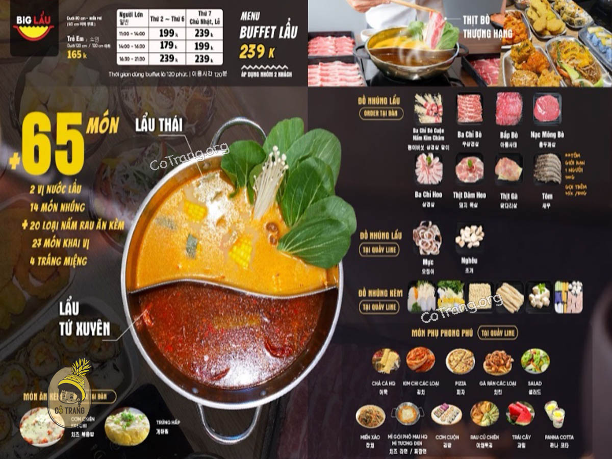 Menu thức ăn tại Nhà Hàng 3 Big Đà Nẵng