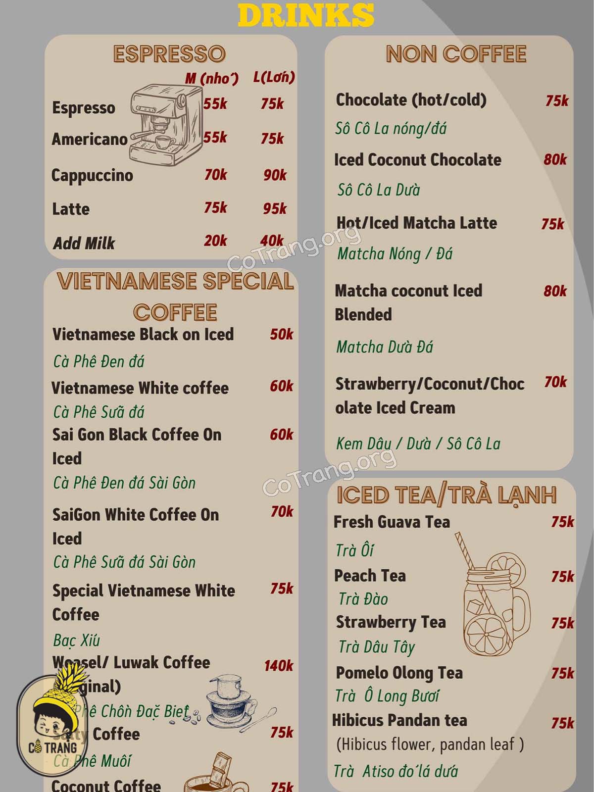 Menu thức ăn và đồ uống tại Roving Chillhouse Hội An