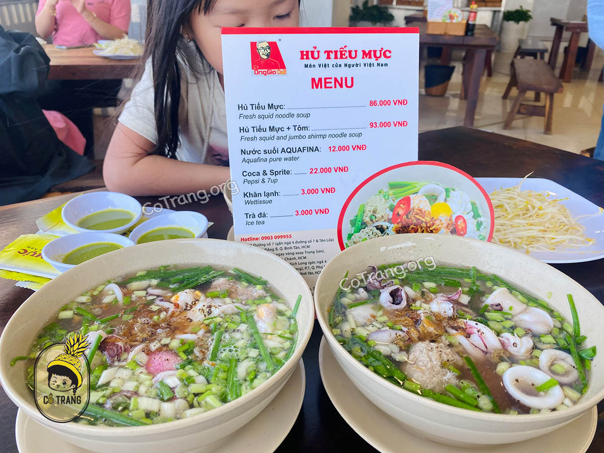 Menu Hủ Tiếu Mực Ông Già Cali Vũng Tàu