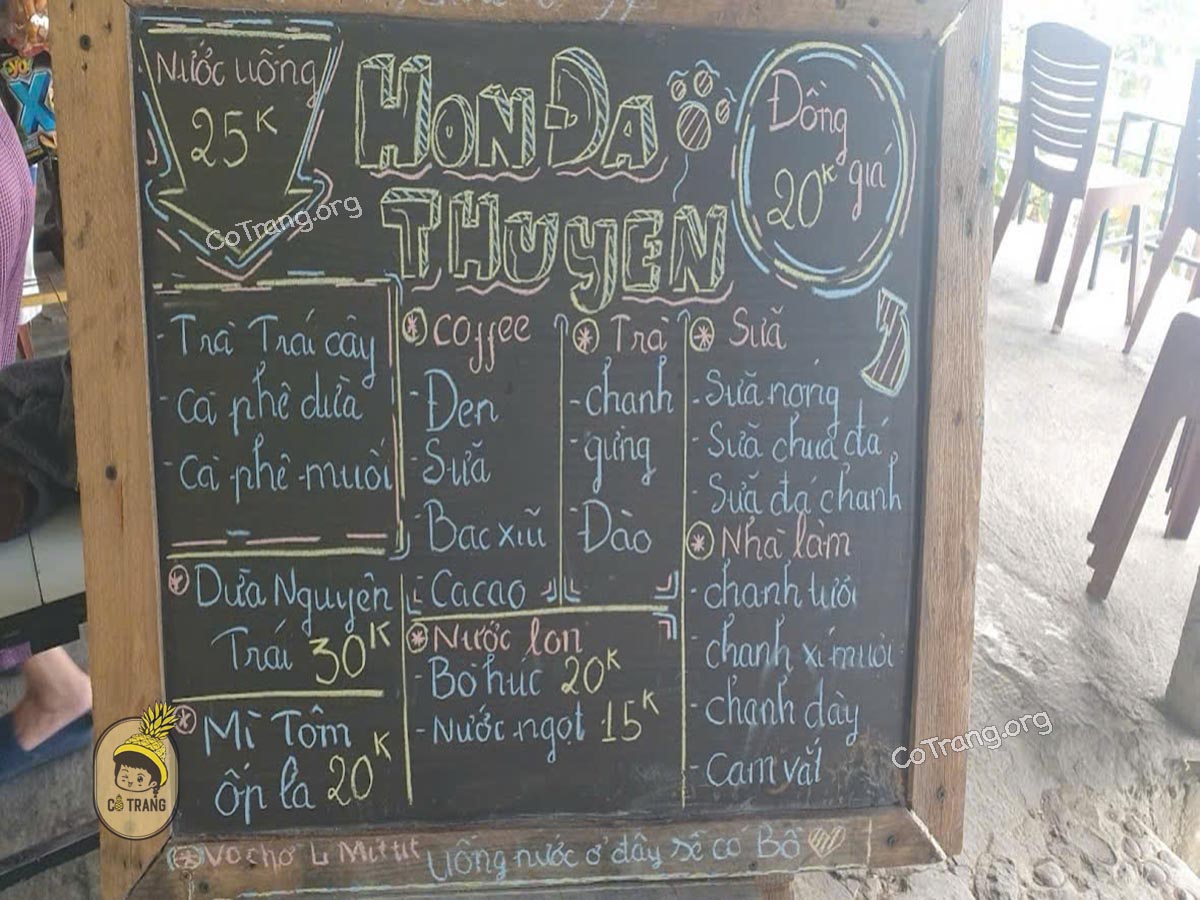 Menu đồ uống tại Cafe Hòn Đá Thuyền Đà Nẵng