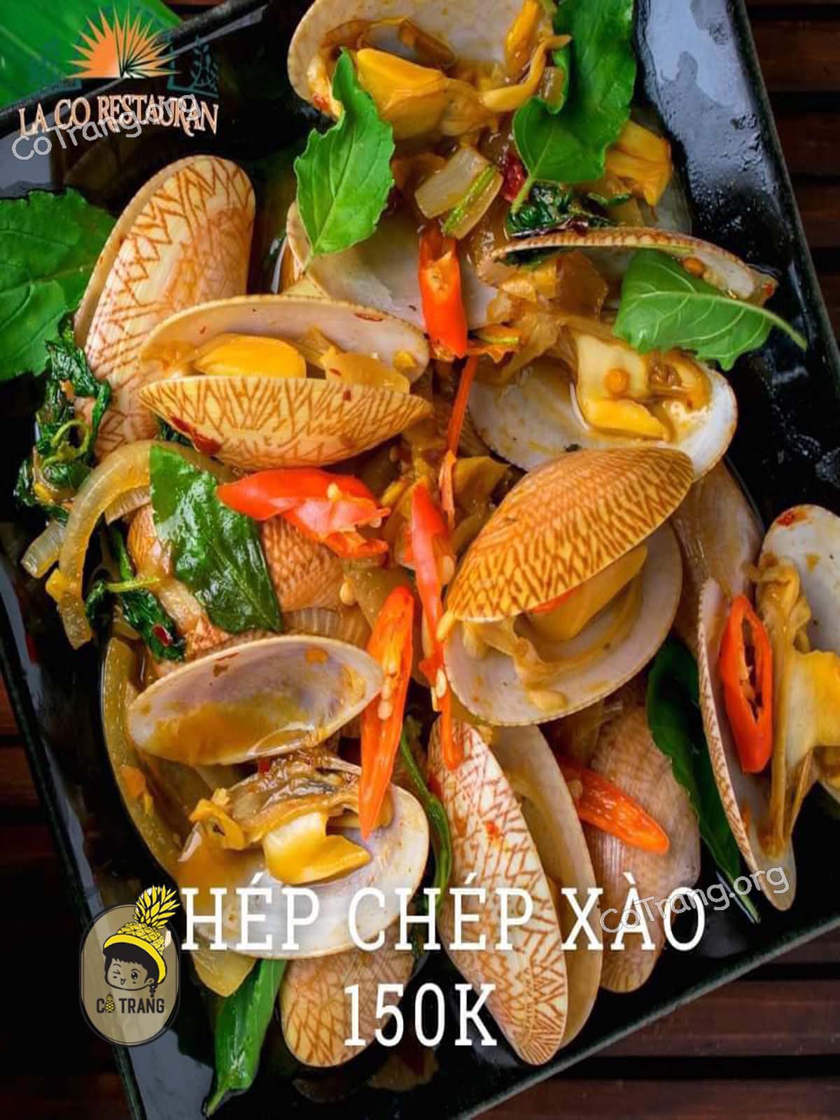 Menu tại Lá Cọ Beach Đồng Hới