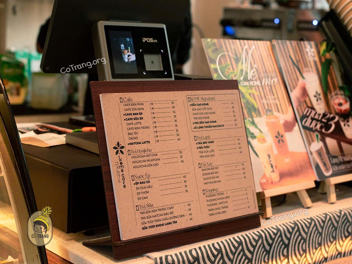 Menu đồ uống tại KOME Cafe Quy Nhơn