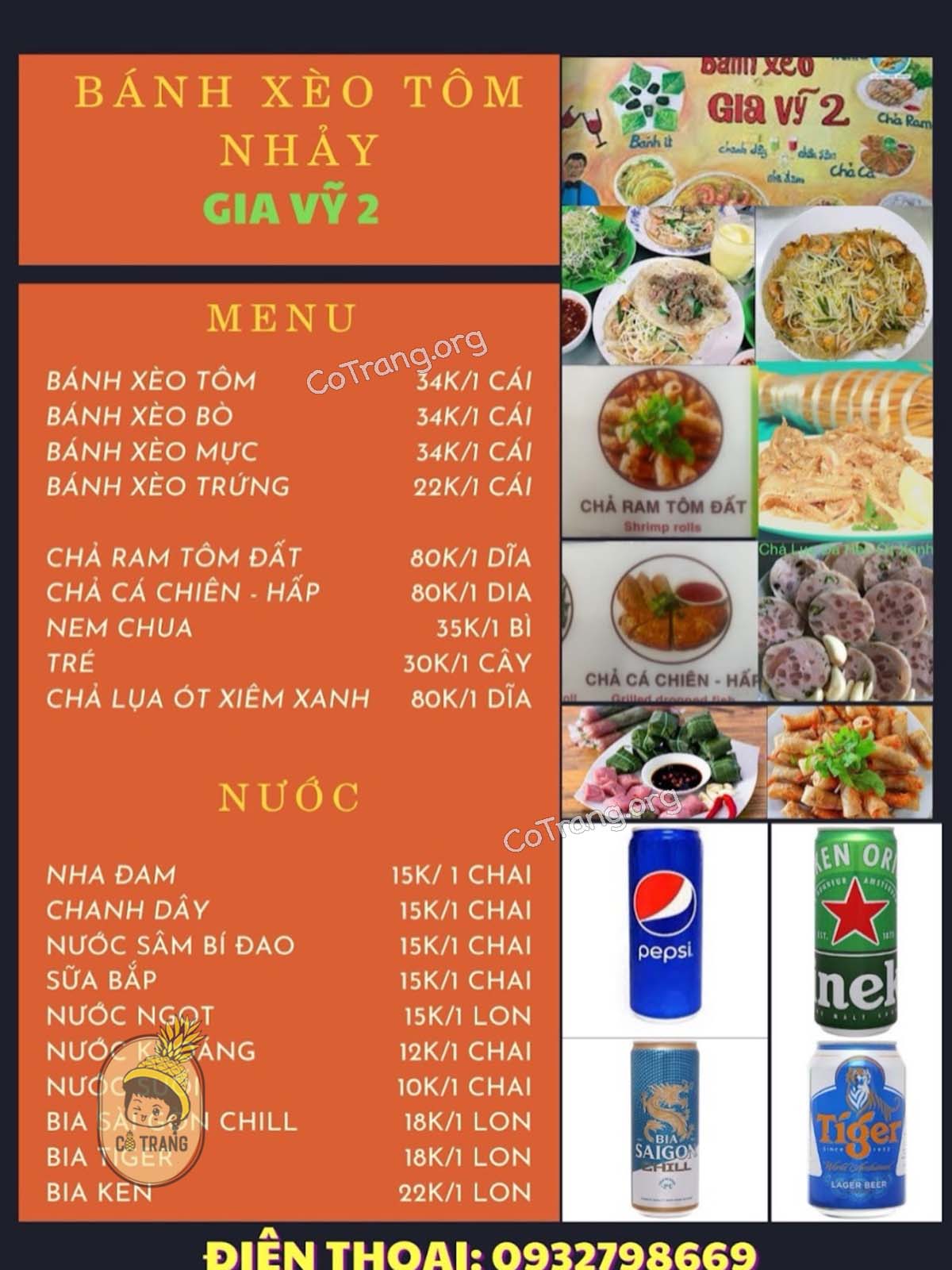 Menu tại Bánh Xèo Gia Vỹ 2 Quy Nhơn