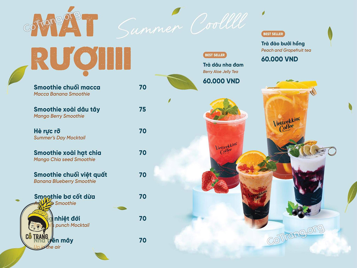 Menu đồ uống tại Viettrekking Sapa Coffee