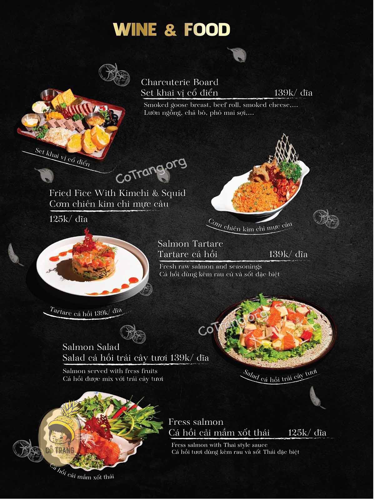 Menu thức ăn tại Beer Hub Đà Nẵng