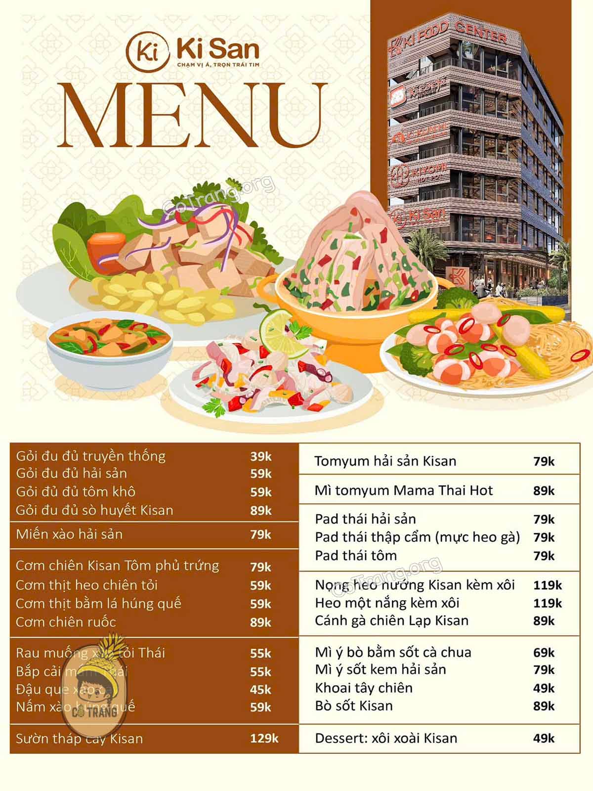 Menu thức ăn tại Kisan The Thai Food Huế