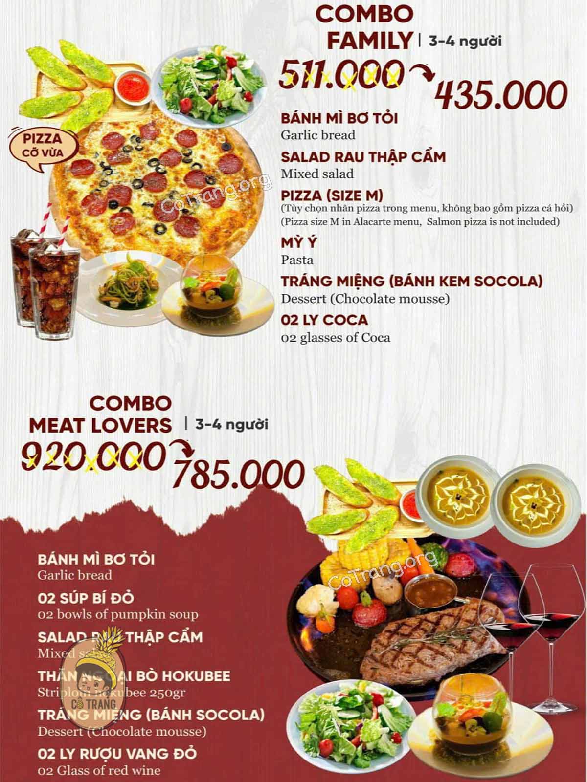 Menu thức ăn tại Herbal Pizza and Steak Quảng Ngãi