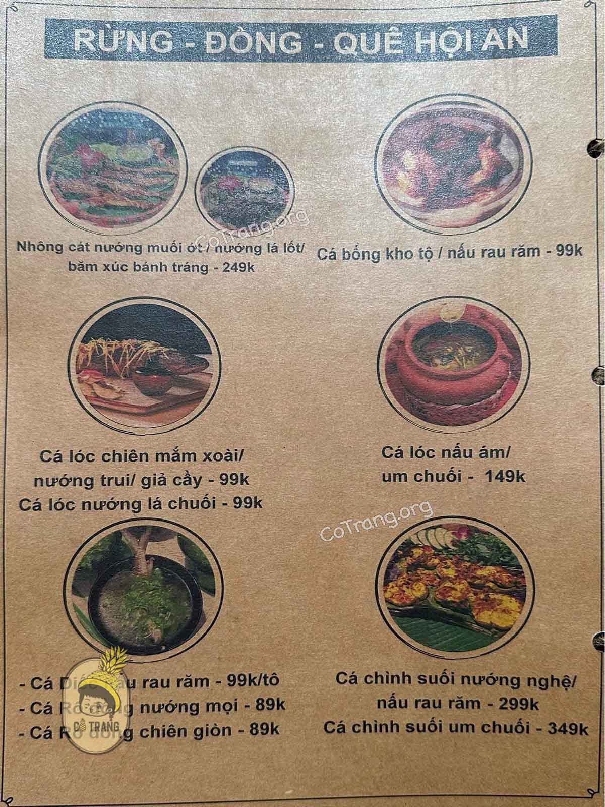Menu thức ăn tại Hội An Seafood