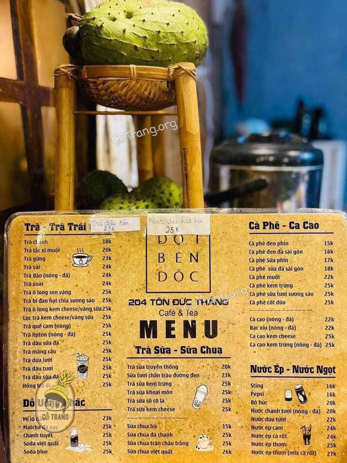 Menu và thức uống tại Tiệm Cafe Đợi Bên Dốc Gia Lai