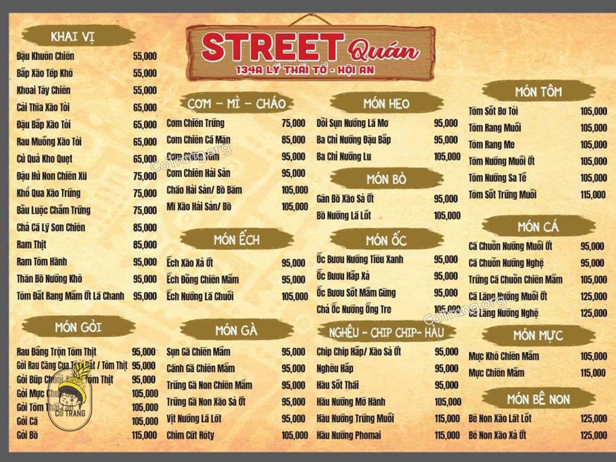 Menu thức ăn tại The Streets Hội An Grill & Beer 
