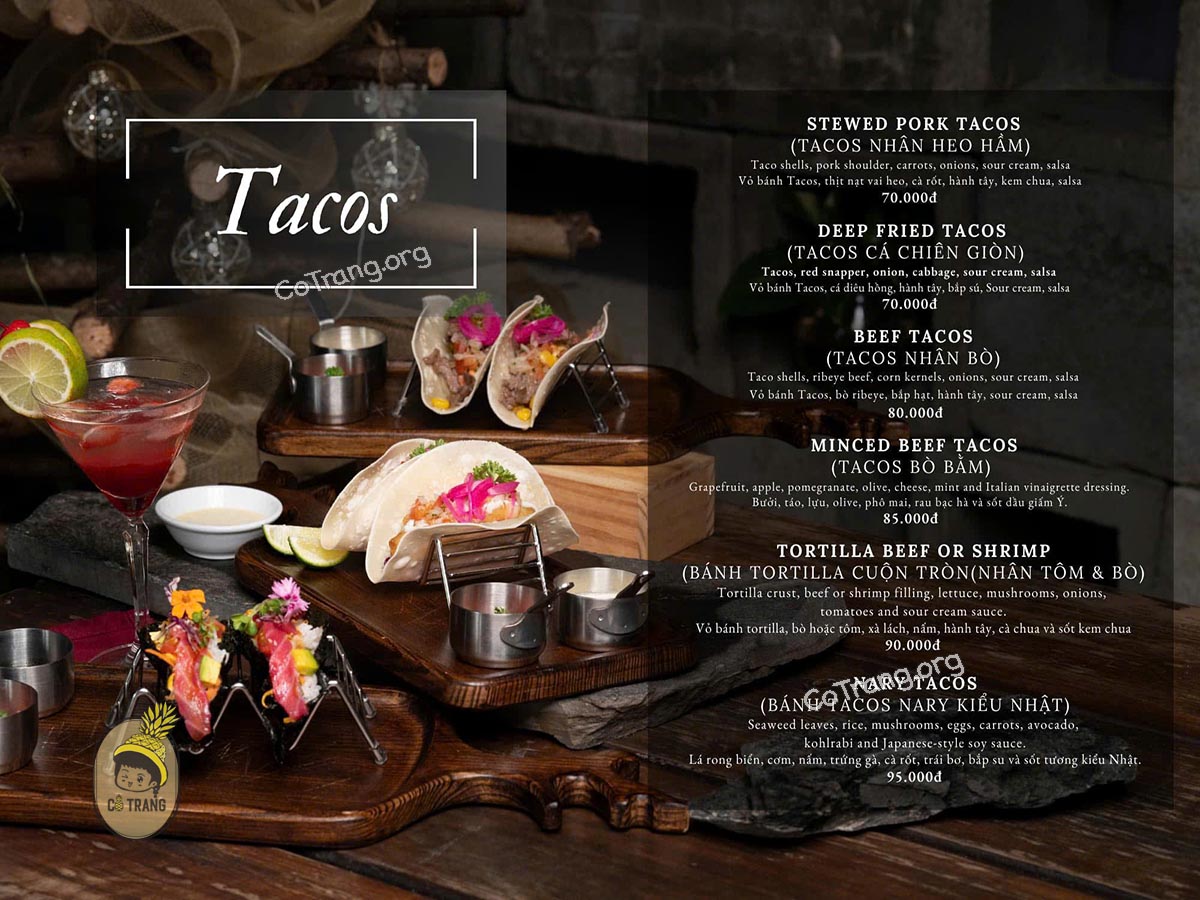 Menu thức ăn tại Gusto restaurant Quảng Ngãi