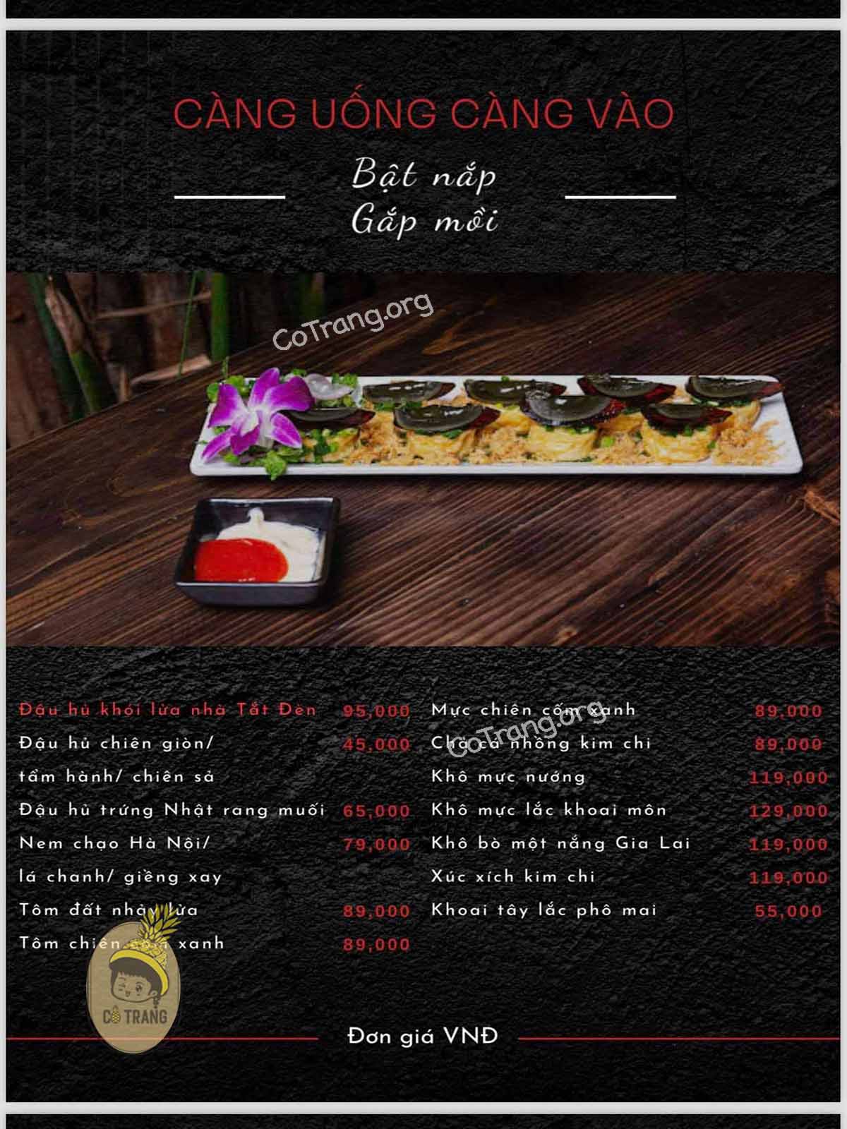 Menh thức uống và thức ăn tại Tắt Đèn Food and Beer