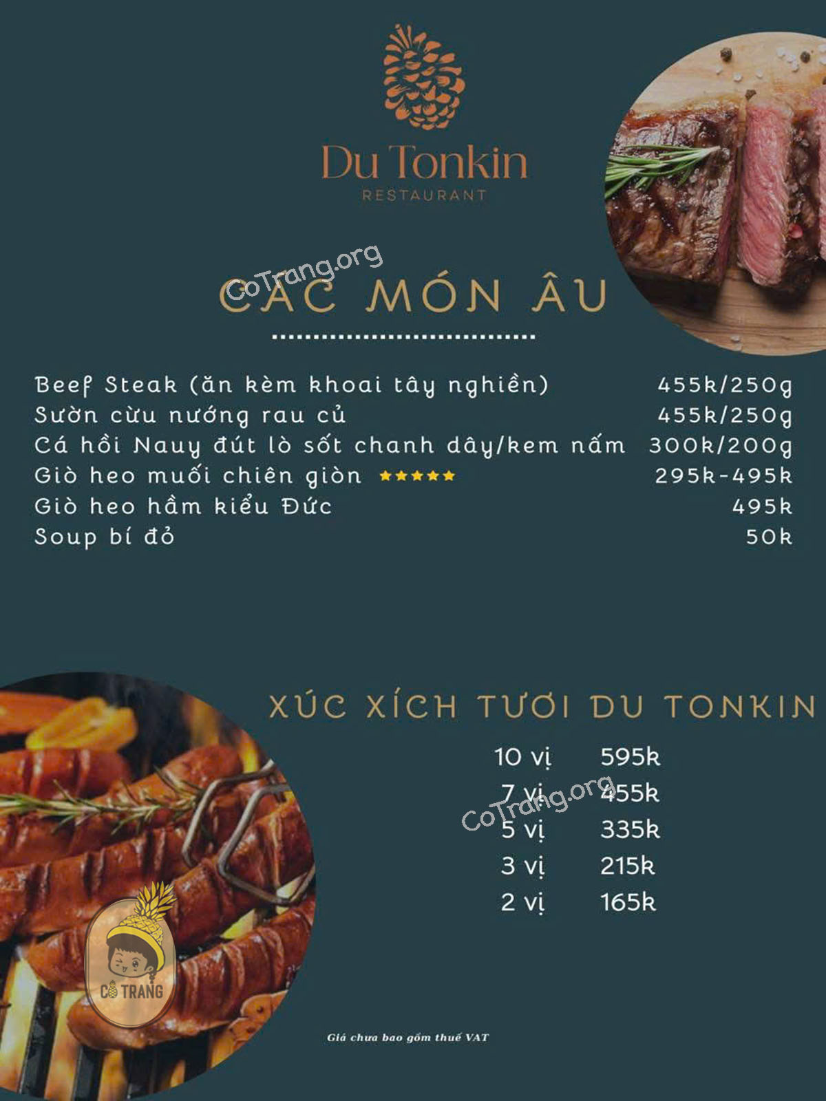 Menu thức ăn tại Nhà Hàng Du Tokin Măng Đen