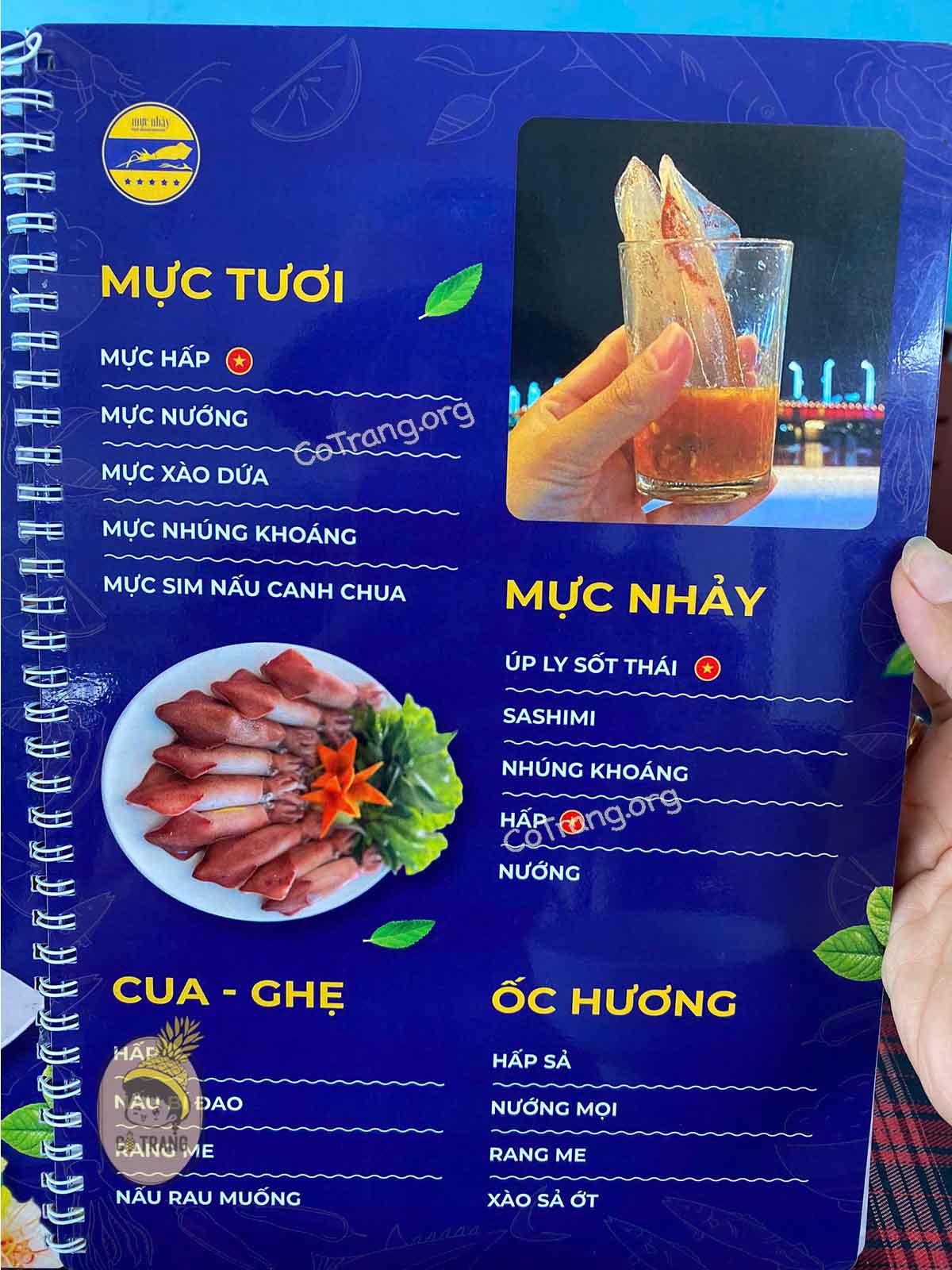 Menu thức ăn tại Nhà Hàng Mực Nhảy Đồng Hới
