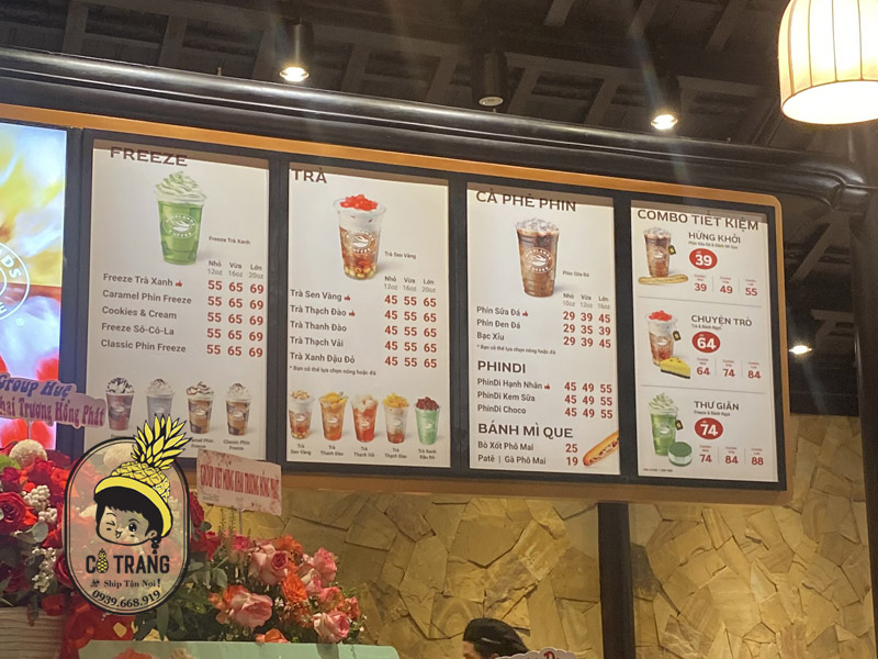 Menu thức uống tại Highland VinCom Quảng Ngãi 