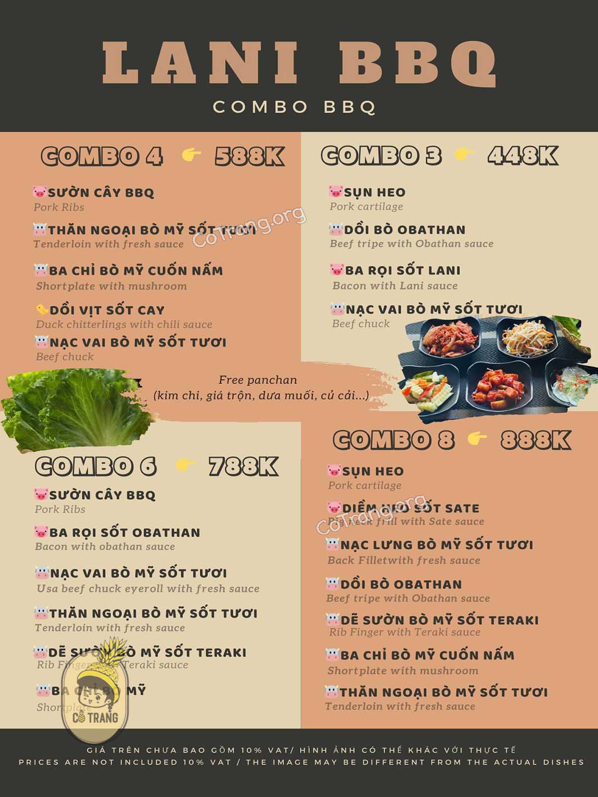 Menu thức ăn tại LANI BBQ Garden Đồng Hới