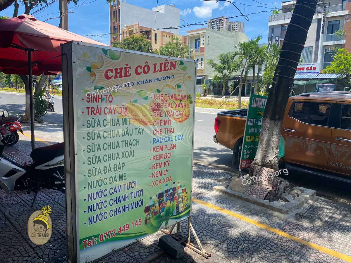 Menu tại Chè Cô Liên Đà Nẵng