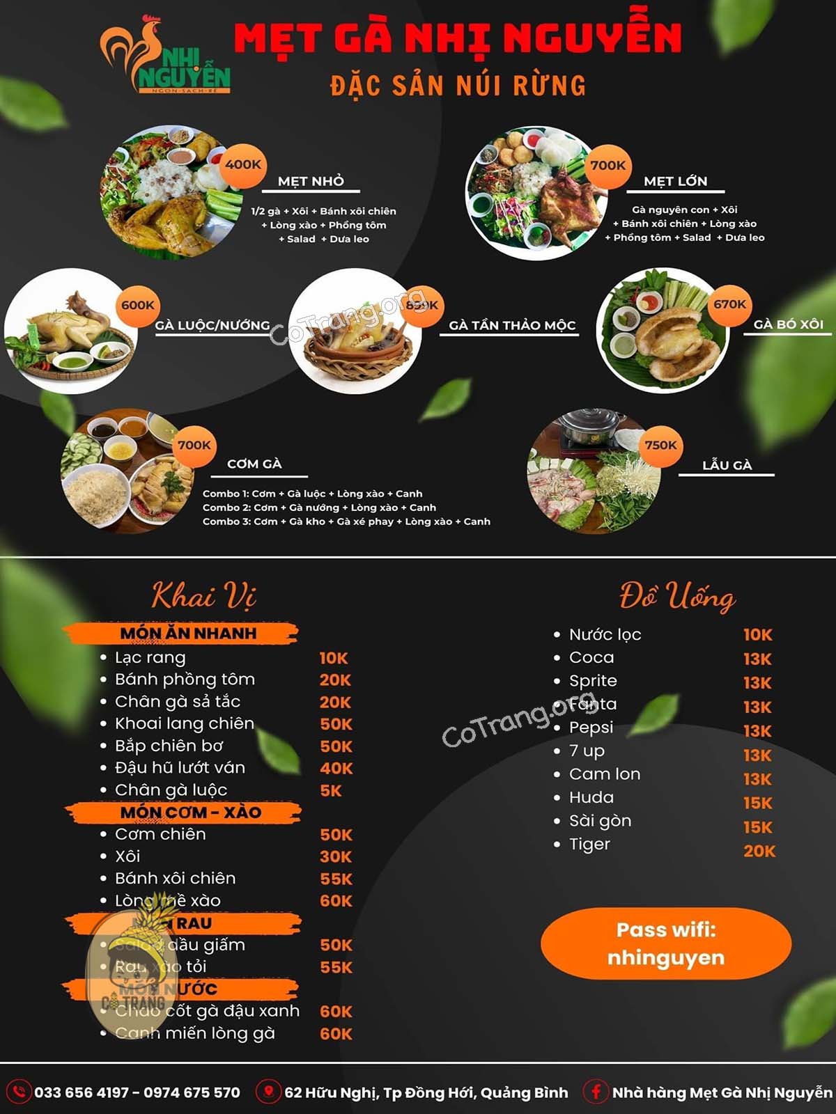 Menu thức ăn tại Nhà Hàng Mẹt Gà Nhị Nguyễn