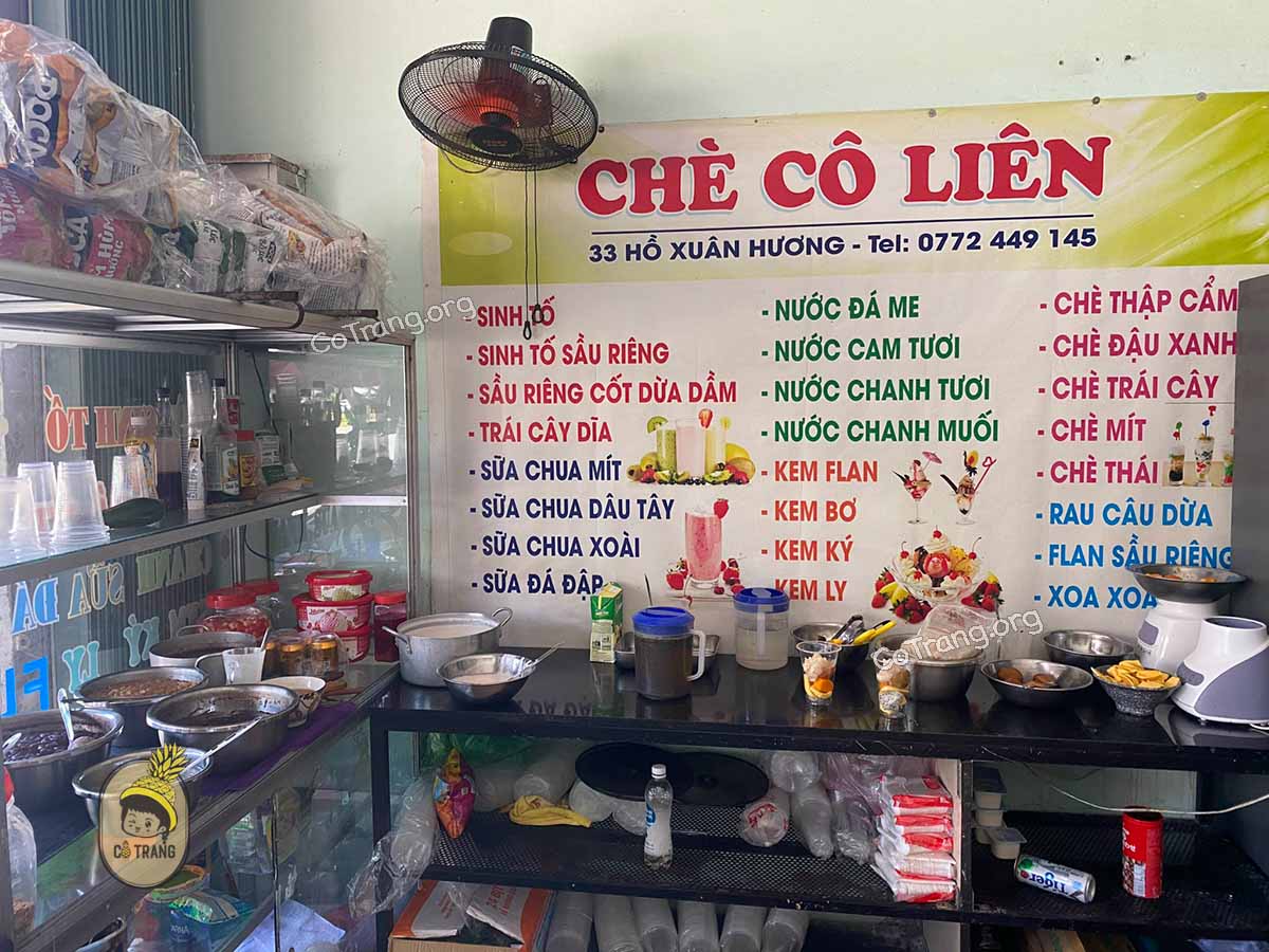 Menu tại Chè Cô Liên Đà Nẵng