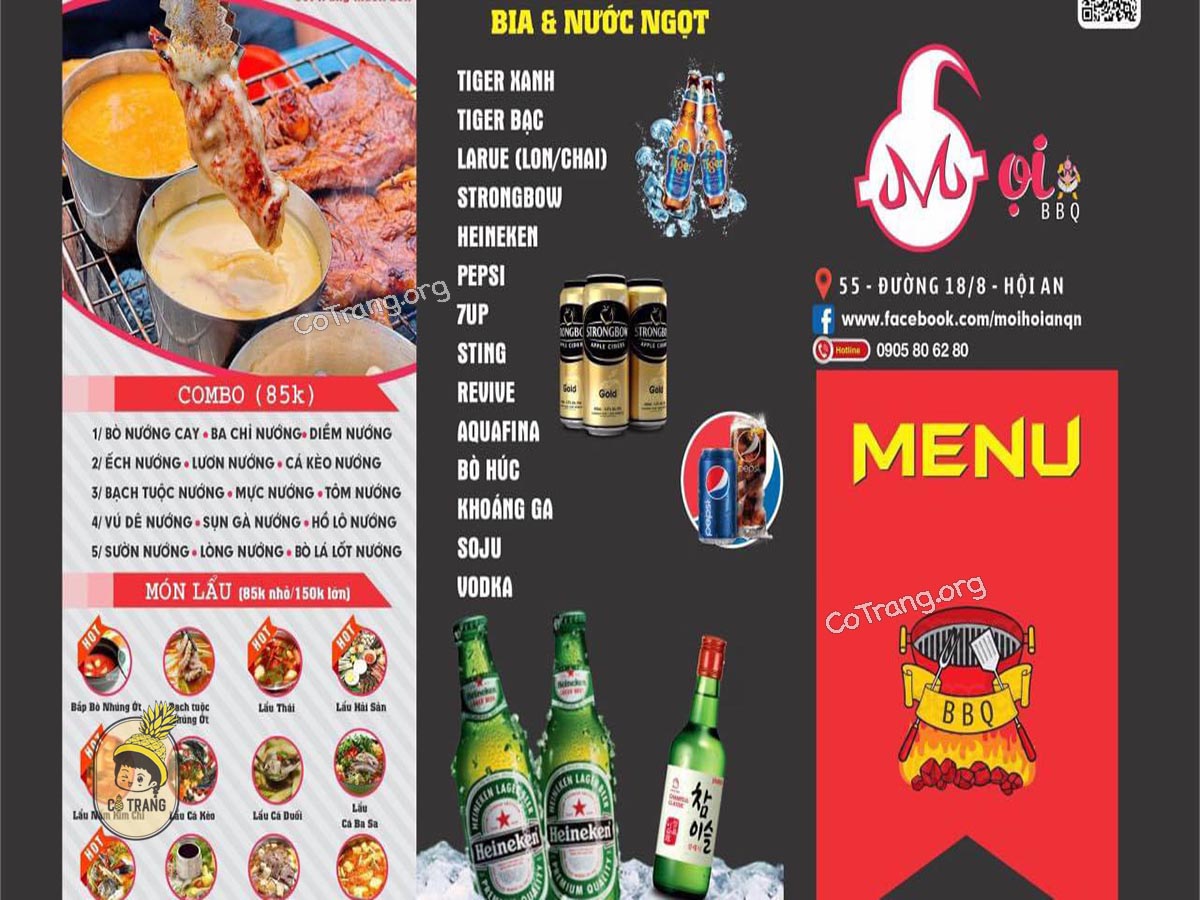 Menu thực ăn tại Mọi Quán Hội An
