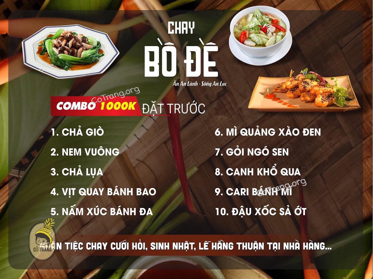 Menu thức ăn tại Nhà Hàng Chay Bồ Đề Gia Lai