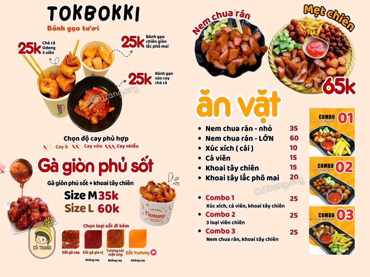 Menu thức ăn tại Tàu hũ Singapore Yummy Đà Nẵng
